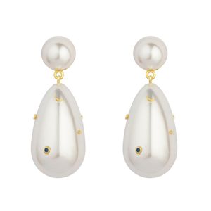 Eshvi White Pearl & Star Earrings