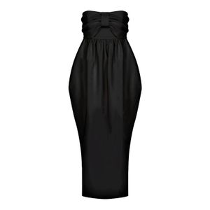 NAZLI CEREN Black Jeanne Balloon Midi Dress
