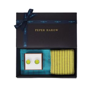 Peper Harow - Made in England Blue Oxford Stripe Cufflink Gift Box for men