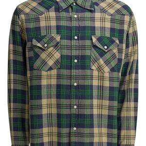Kapital Green Columbia-Check Husky Western Shirt for men