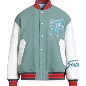 Facetasm Blue Jacket Wool, Elastane, Leather for men