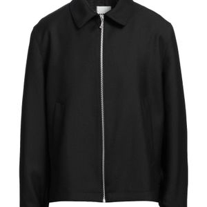 Sandro Black Jacket Polyester, Virgin Wool for men