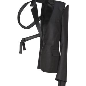 Unravel Project Black Blazer Silk, Cotton