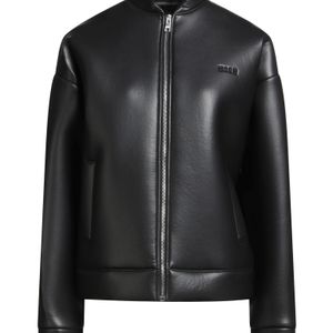 MSGM Black Jacket Polyester, Polyurethane, Cotton, Elastane