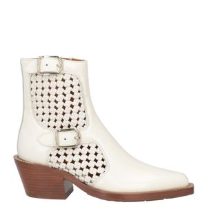 Chloé White Ankle Boots Leather