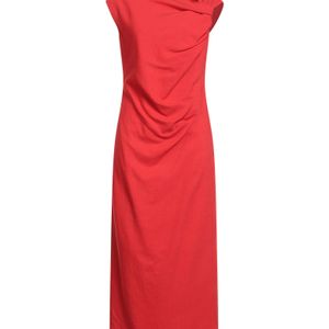 MSGM Red Midi Dress Viscose, Polyester, Elastane