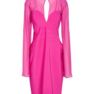 Genny Pink Midi Dress Polyester, Elastane, Silk