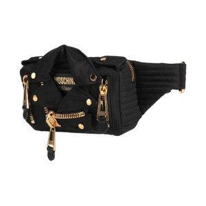Moschino Black Belt Bag Textile Fibers, Leather