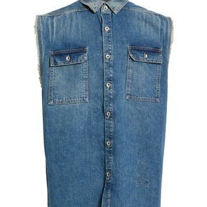 Rick Owens Blue Denim Shirt Cotton for men