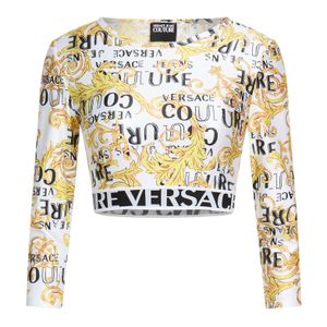 Versace Jeans Couture White Top Polyester, Elastane