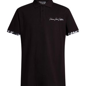 Versace Jeans Couture Black Polo Shirt Cotton for men