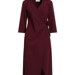 Compagnia Italiana Red Burgundy Midi Dress Polyester, Elastane