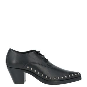 High Black Lace-Up Shoes Leather