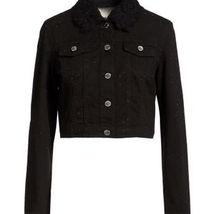 ERMANNO FIRENZE Black Denim Outerwear Cotton, Elastane