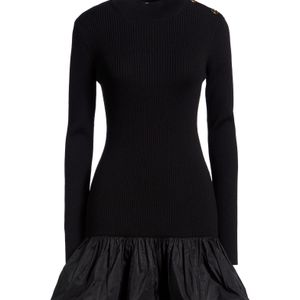 Patou Black Mini Dress Merino Wool, Polyester