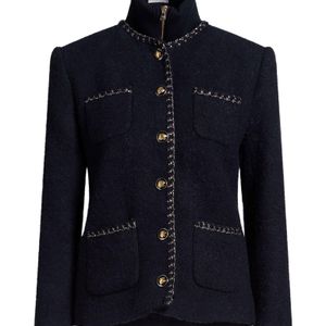 Sandro Blue Jacket Cotton, Wool, Polyester, Acrylic, Alpaca Wool