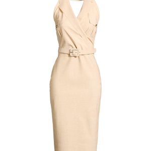 La Petite Robe Di Chiara Boni Natural Sand Midi Dress Polyamide, Elastane
