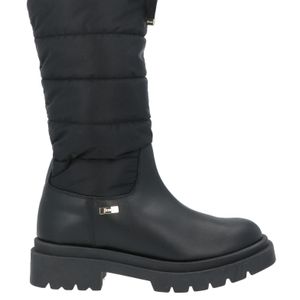 Herno Black Boot Leather, Textile Fibers