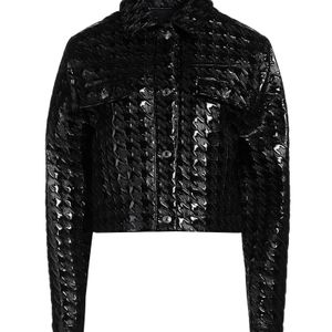 MSGM Black Jacket Polyester, Elastane, Polyurethane Coated