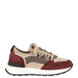 Doucal's Brown Whitney Sneakers Leather, Textile Fibers