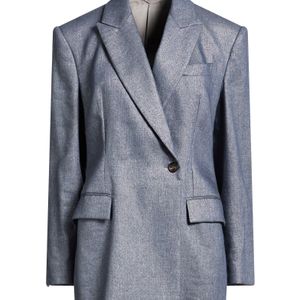 Brunello Cucinelli Blue Blazer Linen, Virgin Wool, Polyester, Polyamide, Brass