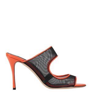 Sergio Rossi Brown Patent Leather Mesh Sandals