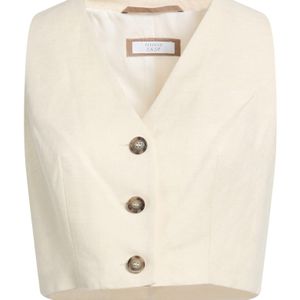 Peserico White Ivory Tailored Vest Linen, Viscose
