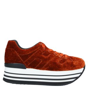 Hogan Red Rust Sneakers Textile Fibers, Leather