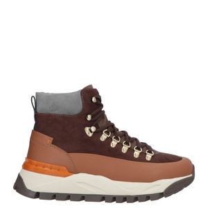 Santoni Brown Contrast-Panel Lace-Up Hiking Boots for men