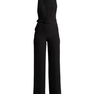 White Wise Black Jumpsuit Polyester, Elastane