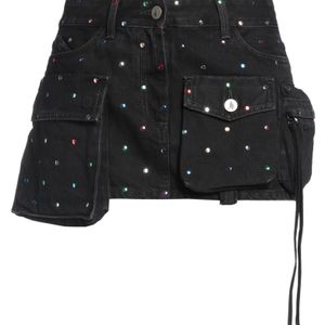 The Attico Black Denim Skirt Cotton, Glass