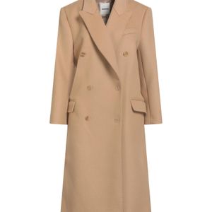 Sandro Natural Camel Coat Wool, Polyamide