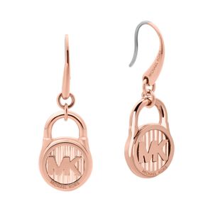 Michael Kors Pink Logo Stainless Steel Padlock Drop Earrings