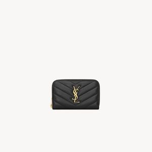 Saint Laurent White Cassandre Matelassé Coin Card Wallet
