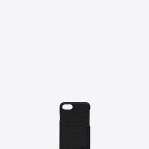 Coque d'Iphone 8 MONOGRAMME en cuir embossé crocodile Saint Laurent pour homme en coloris Noir