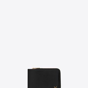 Tiny cassandre portefeuille east/west zippé en cuir lisse Saint Laurent pour homme en coloris Noir