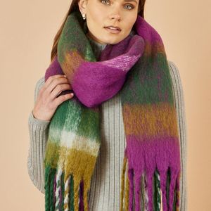 Yumi' Purple And Check Soft Scarf