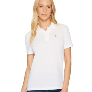 Lacoste White Short Sleeve Two-button Classic Fit Pique Polo