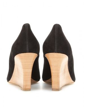 Tod's Suede Peep-Toe Wedges - Black