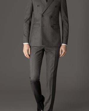 Burberry Slim Fit Virgin Wool Double-Breasted Suit - Gray