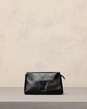 Ami Paris Leather Voulez-Vous Pouch - Natural