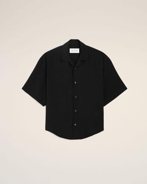 Ami Paris Short Sleeve Embroidered Boxy Shirt - Black