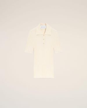 Ami Paris Knit Short Sleeves Polo - Natural