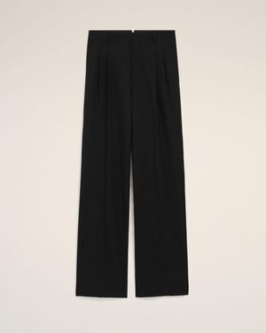 Ami Paris New Wool Low Waist Wide Pants - Black