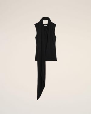 Ami Paris Jersey Sleeveless Lavalliere Top - Natural