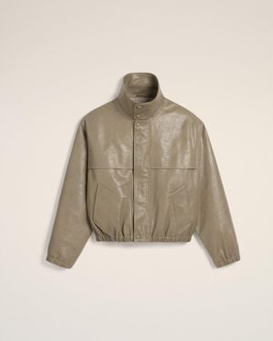 Ami Paris Leather Zipped Jacket - Natural