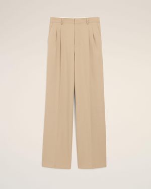 Ami Paris New Wool Low Waist Wide Trousers - Natural