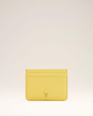 Ami Paris Cowhide Leather Ami De Coeur Card Holder - Yellow