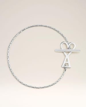Ami Paris Brass Chain Bracelet With Ami De Coeur - Natural
