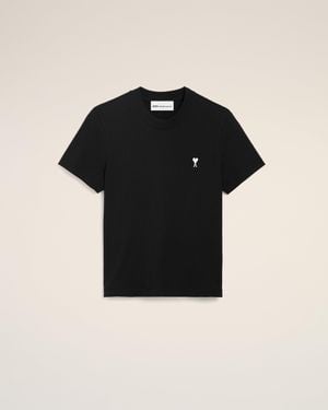 Ami Paris Cotton Ami De Coeur Cropped T-Shirt - Black